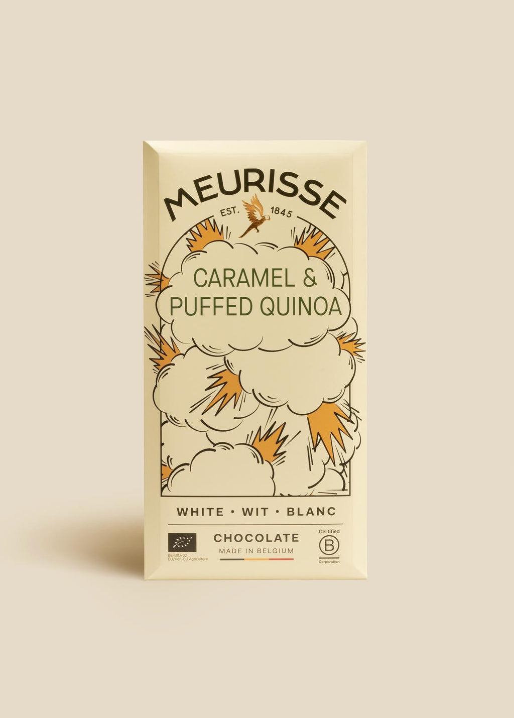 White Chocolate with Puffed Quinoa and Caramel