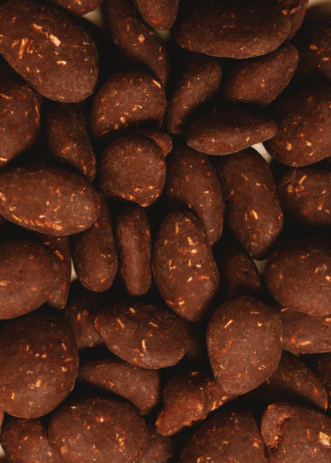 Chocolate covered almonds with coconut